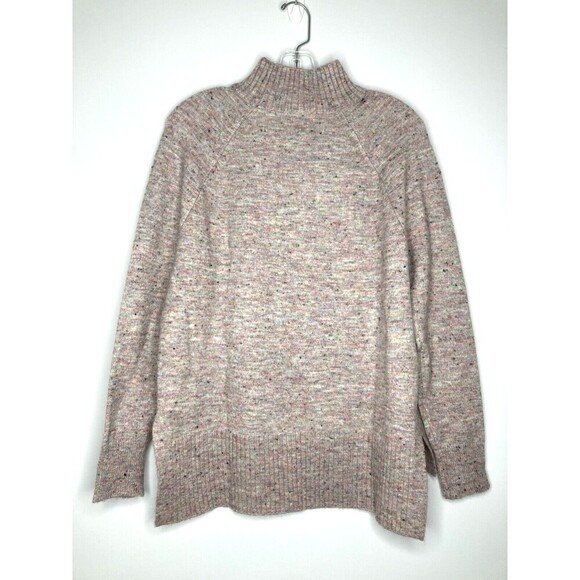 LOFT Sweater Women Small Long Sleeve Turtleneck Confetti Knit Hi Lo Slit Sides - Picture 5 of 5